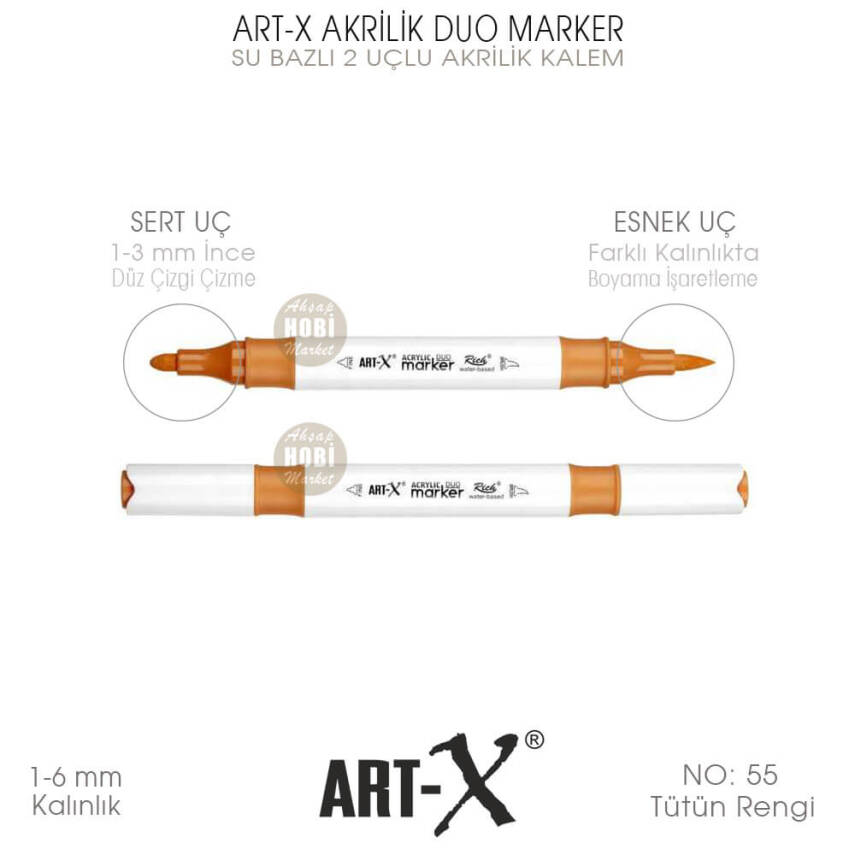 Art-X Akrilik Duo Marker 055 Tütün Rengi 2 Uçlu Akrilik Kalem - 1