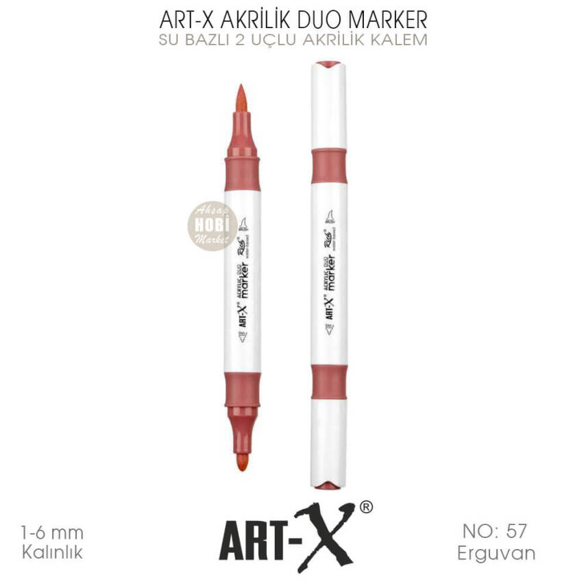 Art-X Akrilik Duo Marker 057 Erguvan Rengi 2 Uçlu Akrilik Kalem - 2