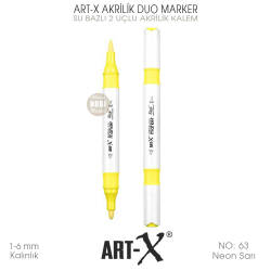 Art-X Akrilik Duo Marker 063 Neon Sarı 2 Uçlu Akrilik Kalem - Art-X (1)