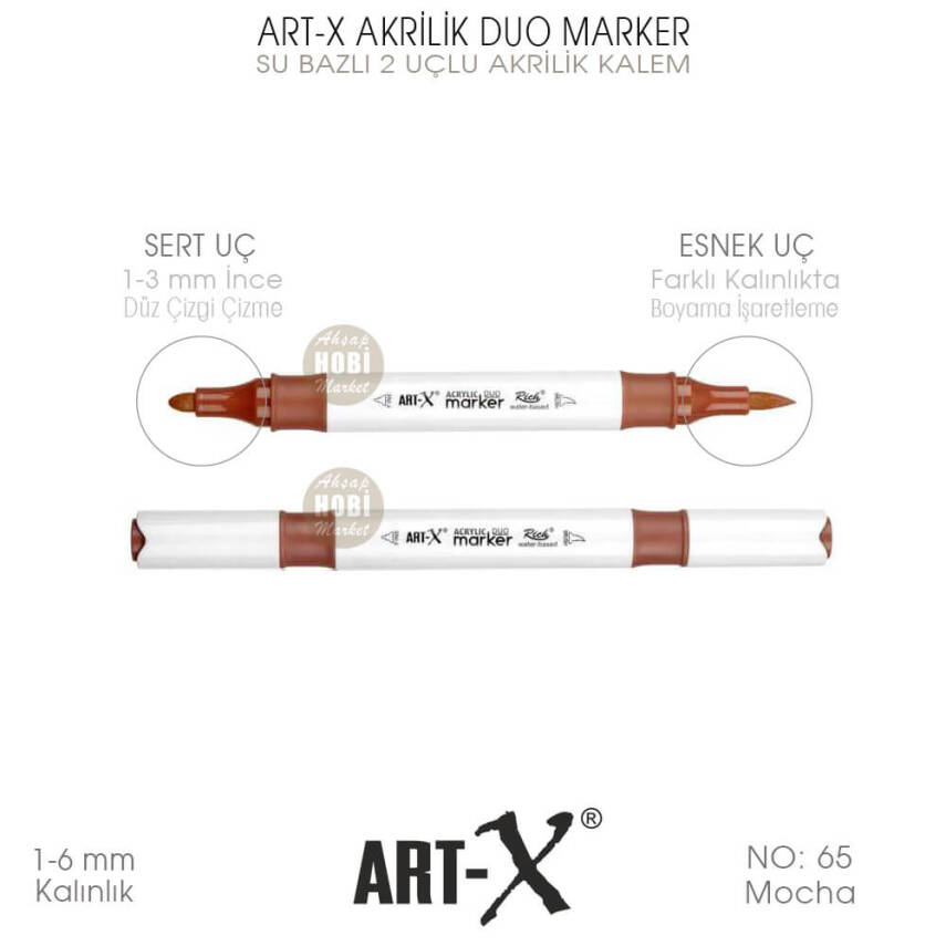 Art-X Akrilik Duo Marker 065 Mocha Kahve 2 Uçlu Akrilik Kalem - 1