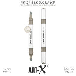 Art-X Akrilik Duo Marker 130 Taş Gri 2 Uçlu Akrilik Kalem - Art-X (1)