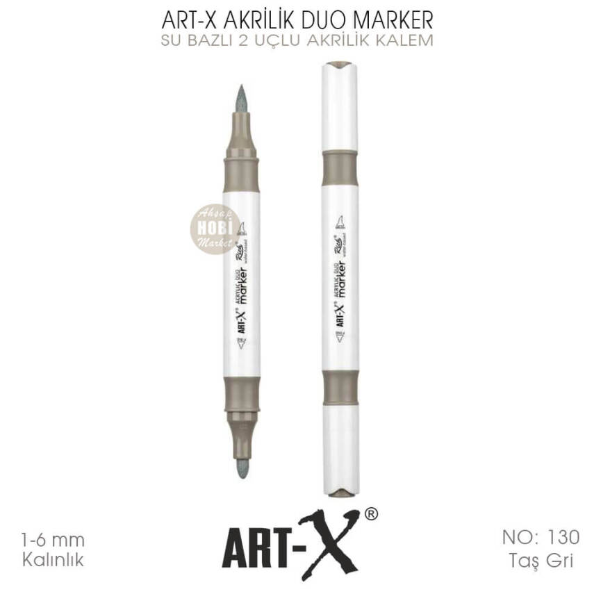 Art-X Akrilik Duo Marker 130 Taş Gri 2 Uçlu Akrilik Kalem - 2