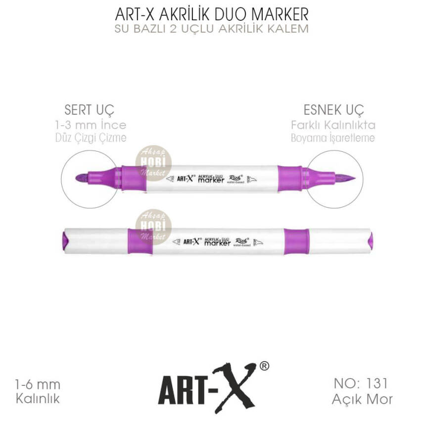 Art-X Akrilik Duo Marker 131 Açık Mor 2 Uçlu Akrilik Kalem - 1