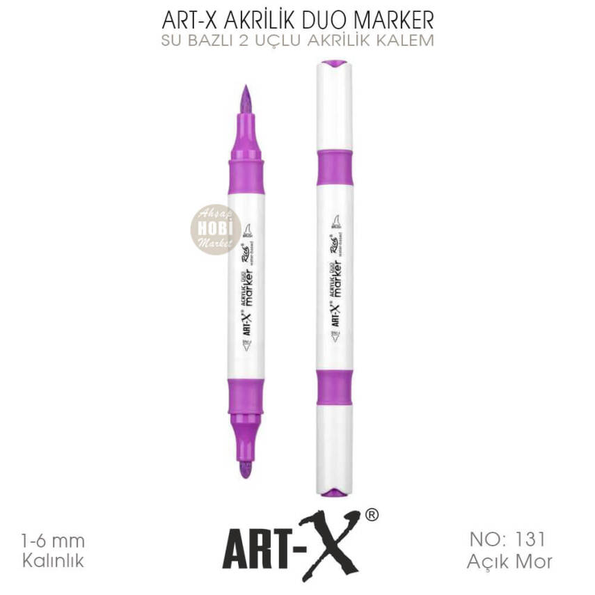 Art-X Akrilik Duo Marker 131 Açık Mor 2 Uçlu Akrilik Kalem - 2