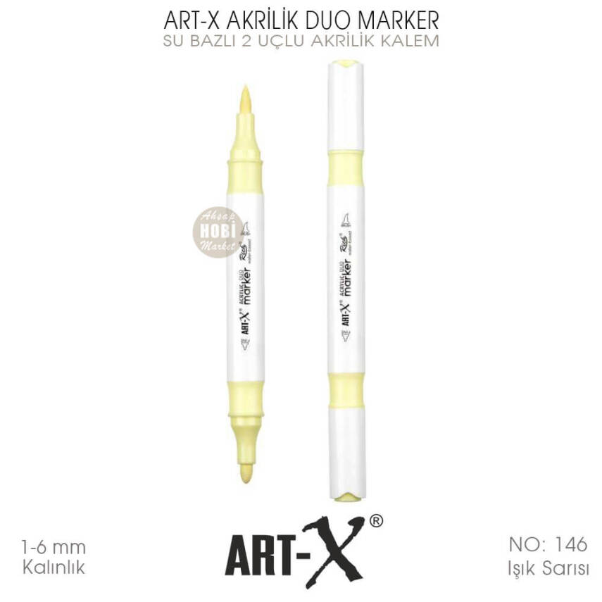 Art-X Akrilik Duo Marker 146 Işık Sarısı 2 Uçlu Akrilik Kalem - 2