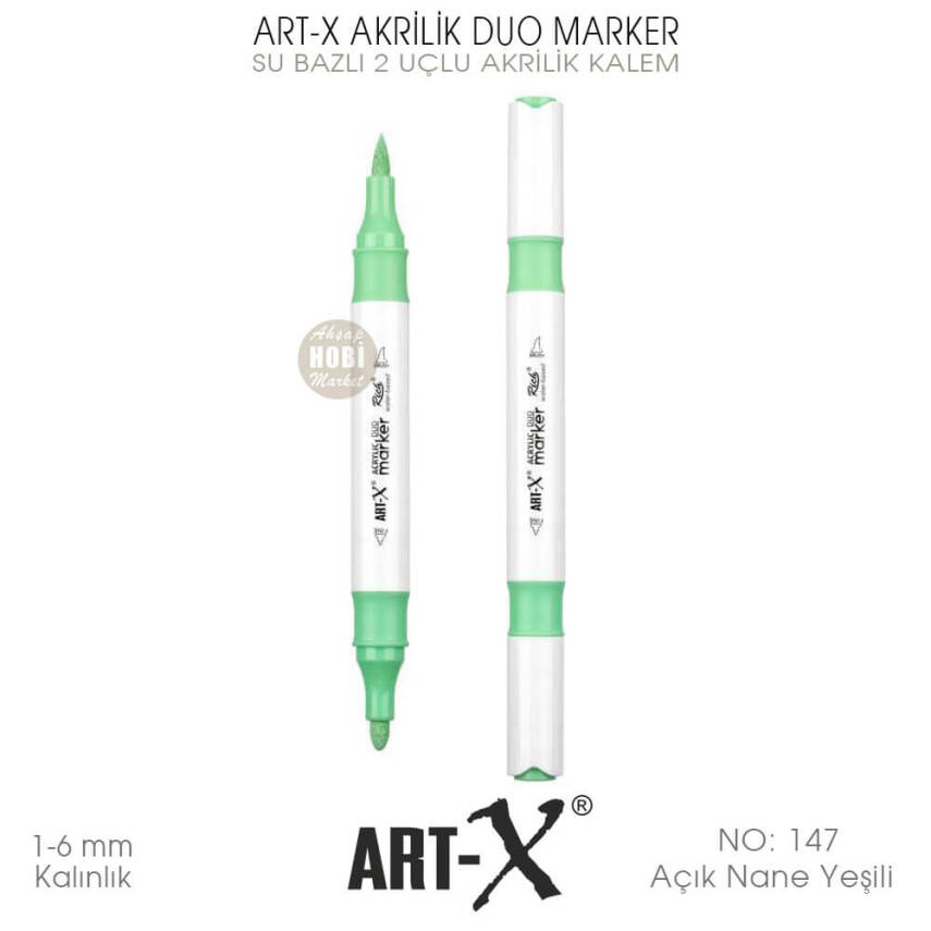 Art-X Akrilik Duo Marker 147 Açık Nane Yeşili 2 Uçlu Akrilik Kalem - 2