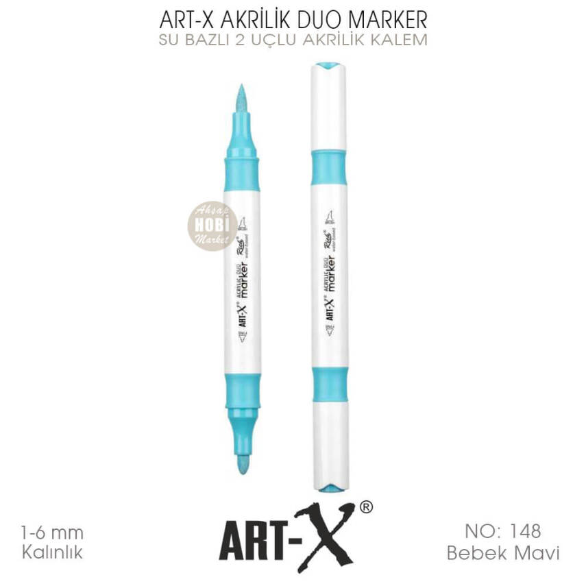 Art-X Akrilik Duo Marker 148 Bebek Mavi 2 Uçlu Akrilik Kalem - 2