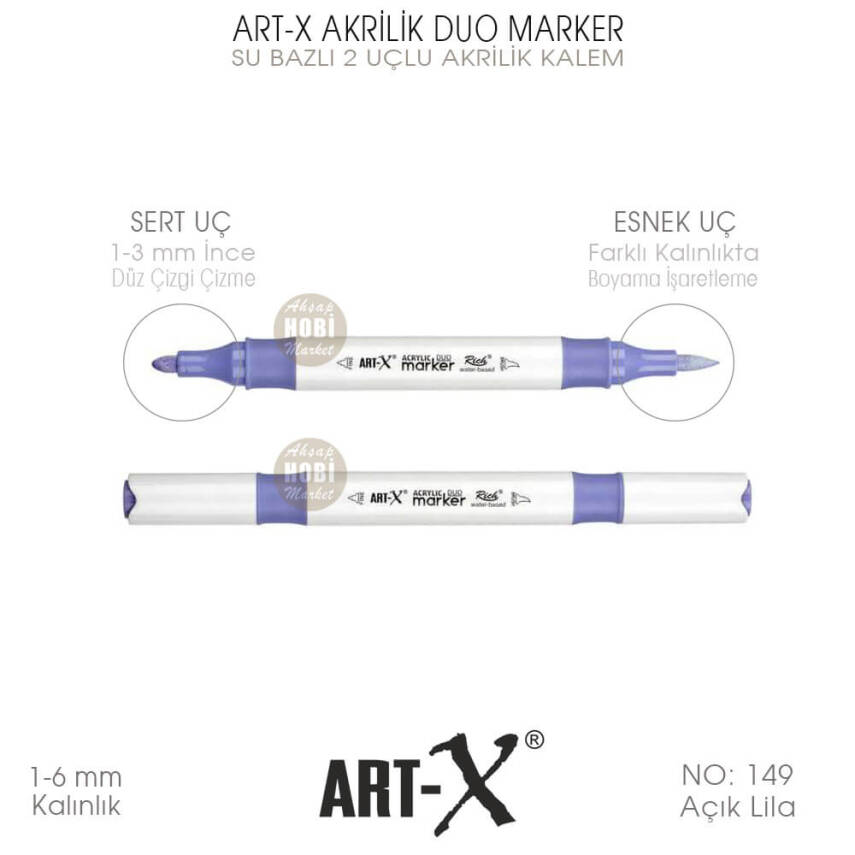 Art-X Akrilik Duo Marker 149 Açık Lila 2 Uçlu Akrilik Kalem - 1