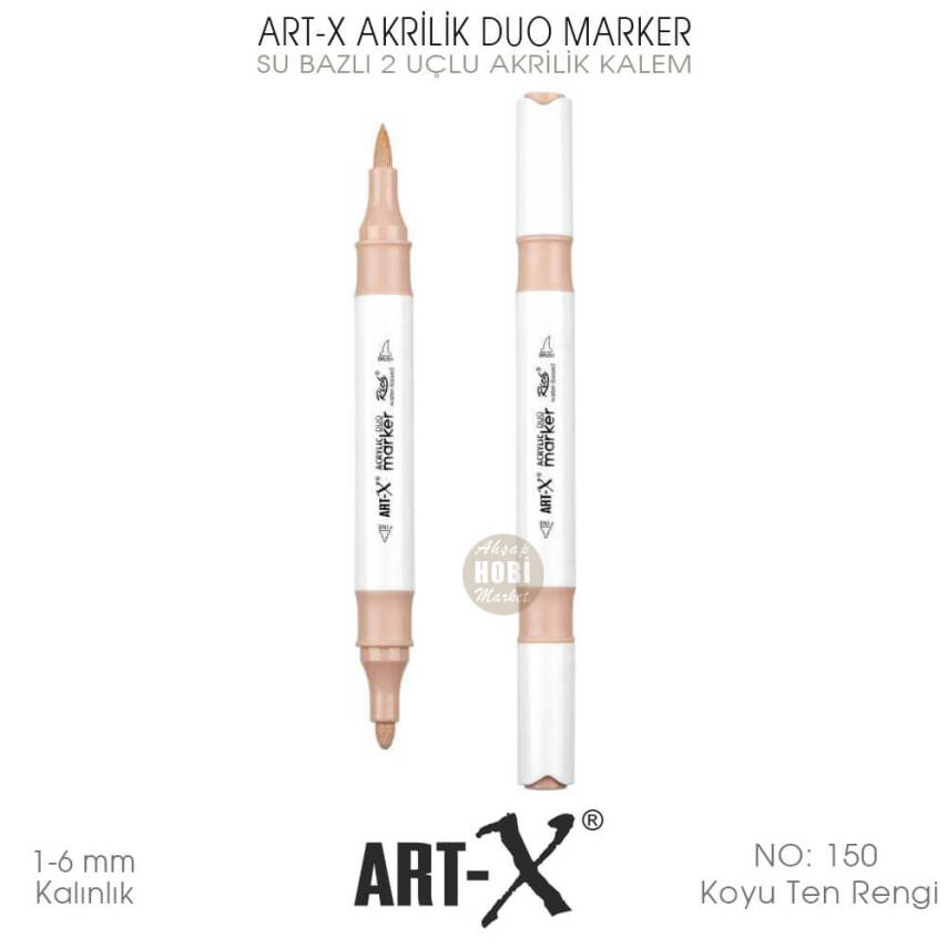 Art-X Akrilik Duo Marker 150 Koyu Ten Rengi 2 Uçlu Akrilik Kalem - 2