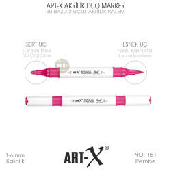 Art-X Akrilik Duo Marker 151 Pembe 2 Uçlu Akrilik Kalem - Art-X