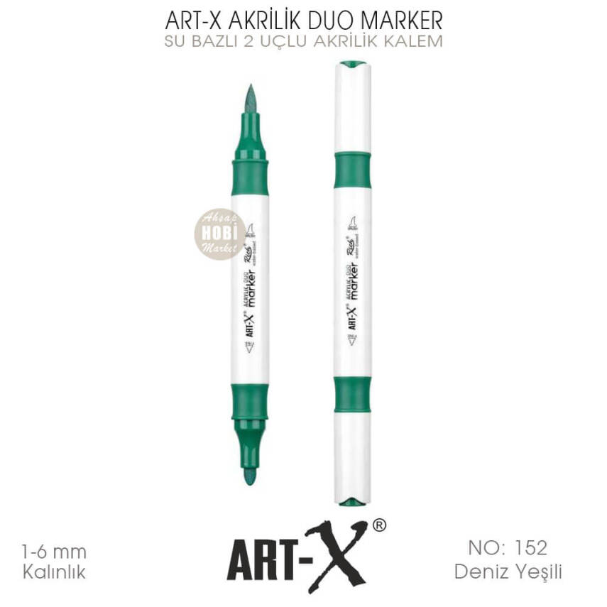 Art-X Akrilik Duo Marker 152 Deniz Yeşili 2 Uçlu Akrilik Kalem - 2