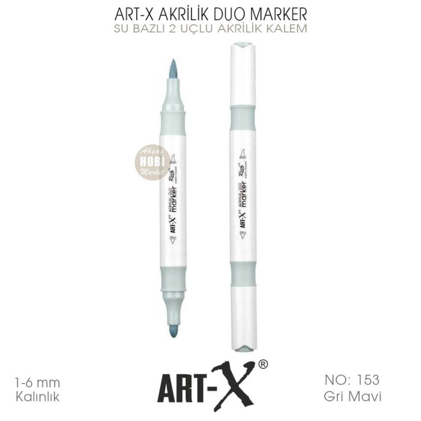Art-X Akrilik Duo Marker 153 Gri Mavi 2 Uçlu Akrilik Kalem - 2