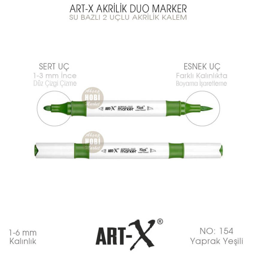 Art-X Akrilik Duo Marker 154 Yaprak Yeşili 2 Uçlu Akrilik Kalem - 1