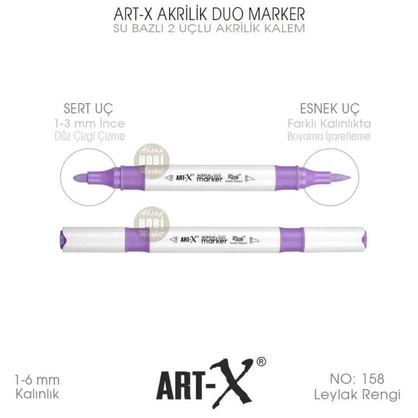 Art-X Akrilik Duo Marker 158 Leylak Rengi 2 Uçlu Akrilik Kalem - 1