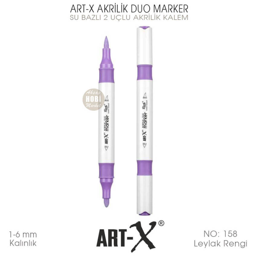 Art-X Akrilik Duo Marker 158 Leylak Rengi 2 Uçlu Akrilik Kalem - 2