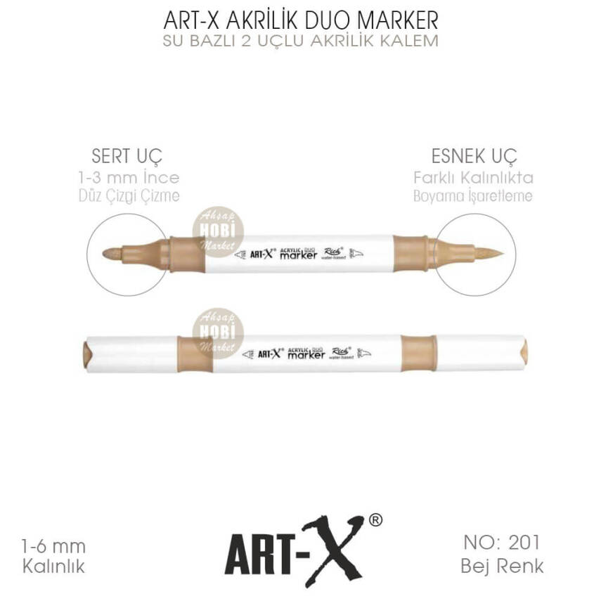 Art-X Akrilik Duo Marker 201 Bej Rengi 2 Uçlu Akrilik Kalem - 1