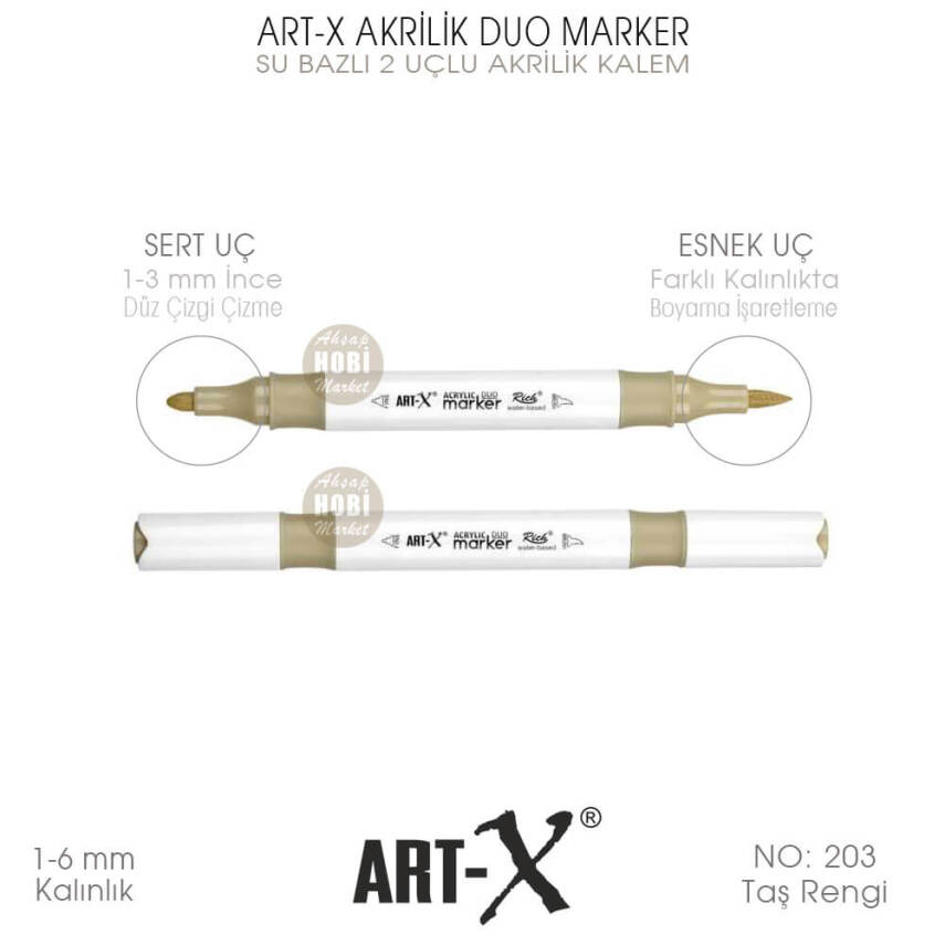 Art-X Akrilik Duo Marker 203 Taş Rengi 2 Uçlu Akrilik Kalem - 1