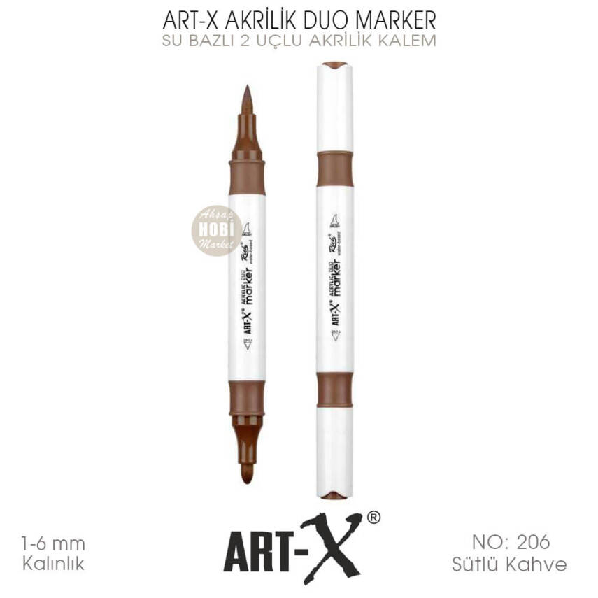 Art-X Akrilik Duo Marker 206 Sütlü Kahve 2 Uçlu Akrilik Kalem - 2
