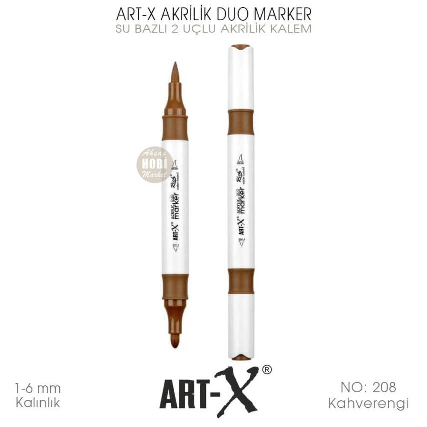 Art-X Akrilik Duo Marker 208 Kahverengi 2 Uçlu Akrilik Kalem - 2