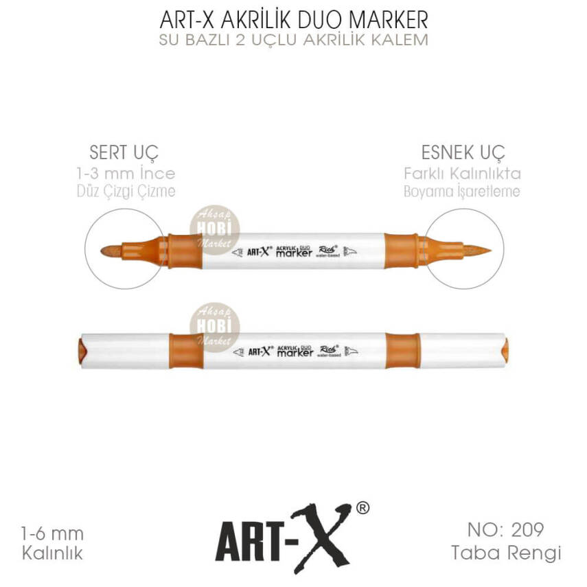 Art-X Akrilik Duo Marker 209 Taba Rengi 2 Uçlu Akrilik Kalem - 1