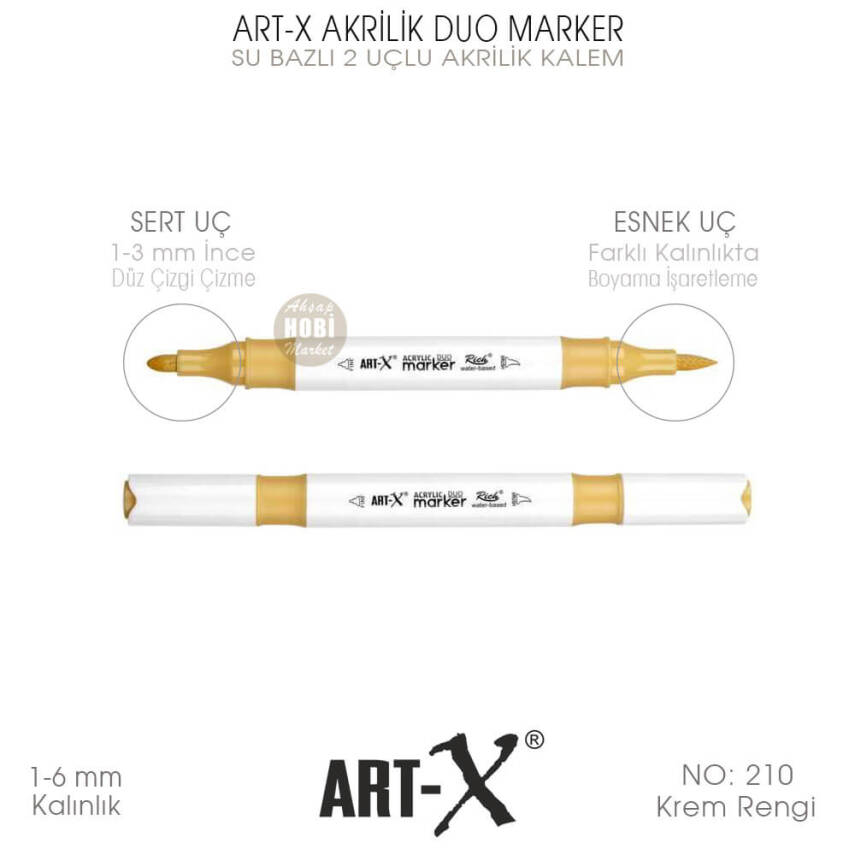 Art-X Akrilik Duo Marker 210 Krem Rengi 2 Uçlu Akrilik Kalem - 1
