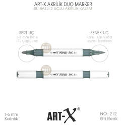Art-X Akrilik Duo Marker 212 Gri Renk 2 Uçlu Akrilik Kalem - Art-X