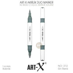 Art-X Akrilik Duo Marker 212 Gri Renk 2 Uçlu Akrilik Kalem - Art-X (1)