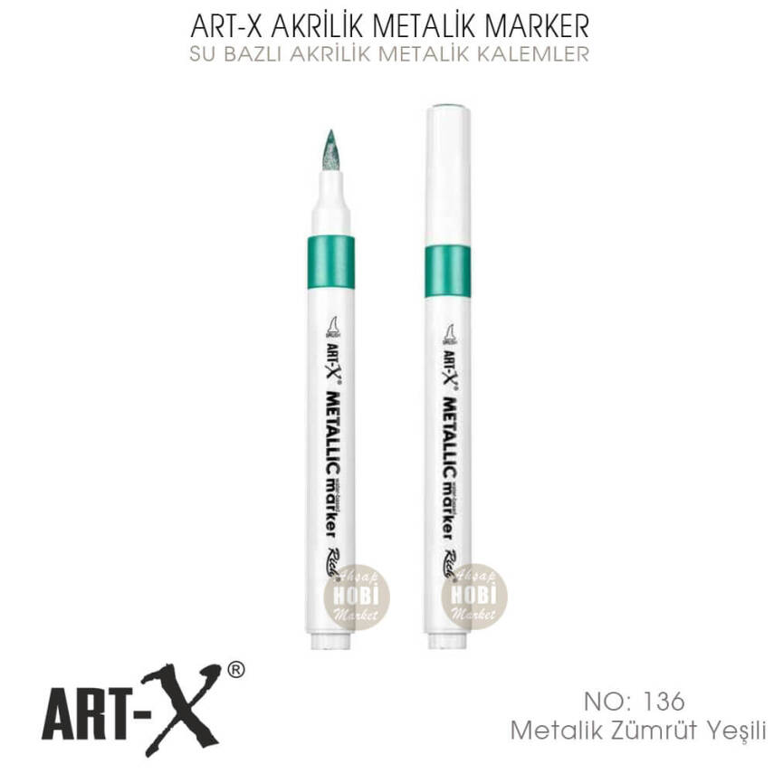 Art-X Akrilik Metalik Marker 136 Zümrüt Yeşili Renkli Kalem - 1