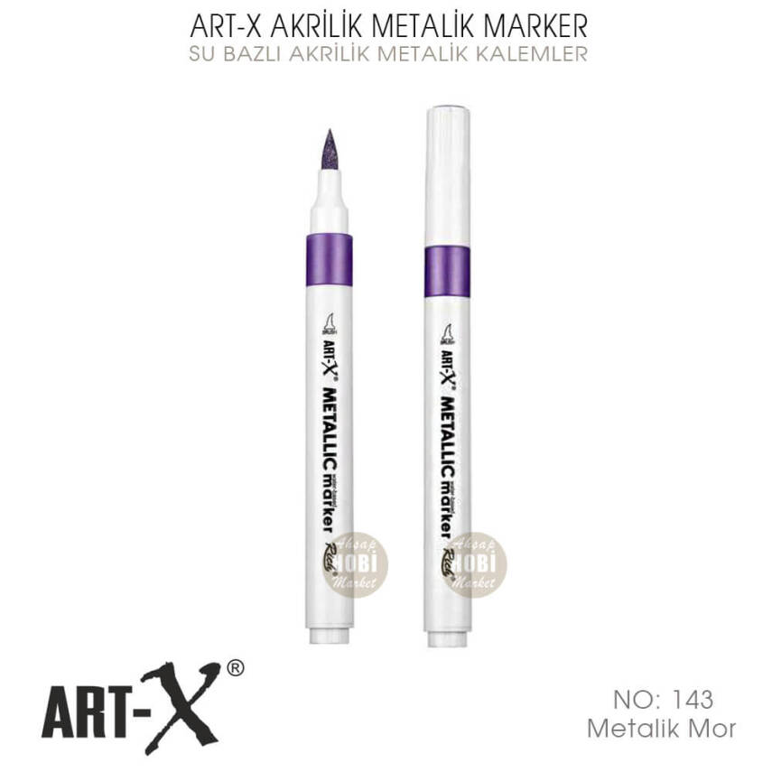 Art-X Akrilik Metalik Marker 143 Mor Renkli Kalem - 1