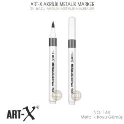 Art-X Akrilik Metalik Marker 144 Koyu Gümüş Renkli Kalem - Art-X