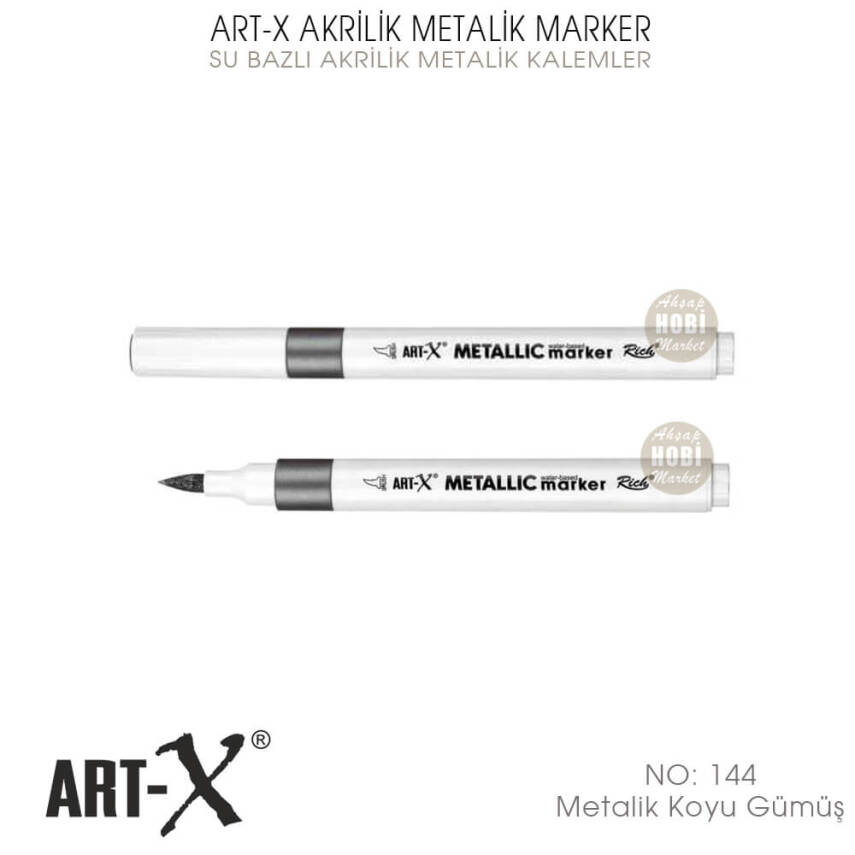 Art-X Akrilik Metalik Marker 144 Koyu Gümüş Renkli Kalem - 2