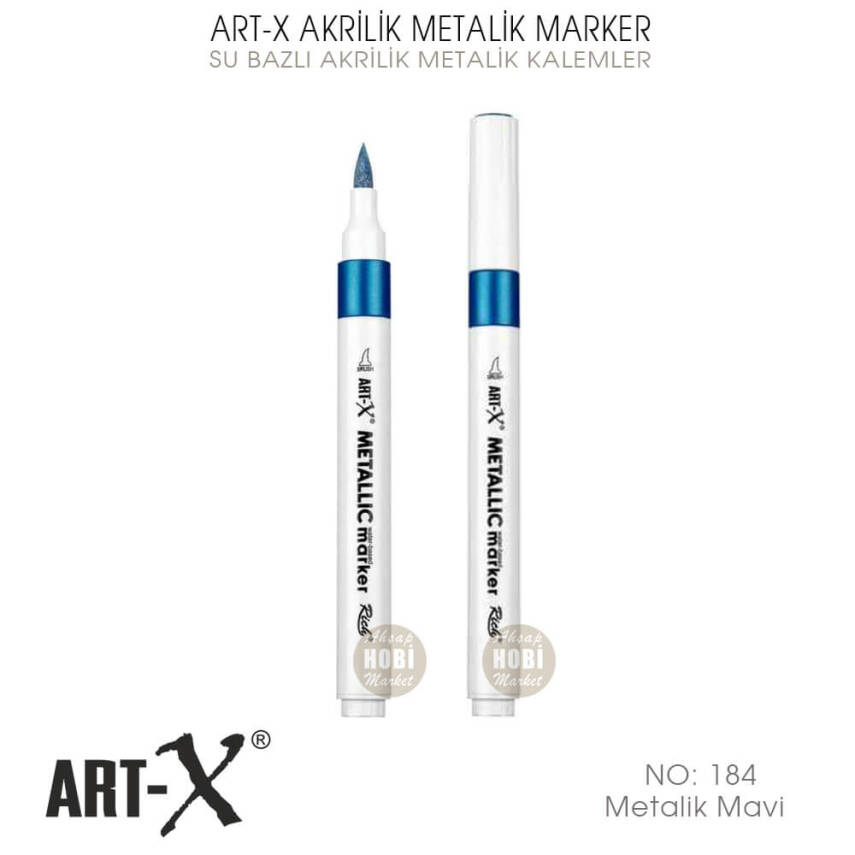 Art-X Akrilik Metalik Marker 184 Mavi Renkli Kalem - 1