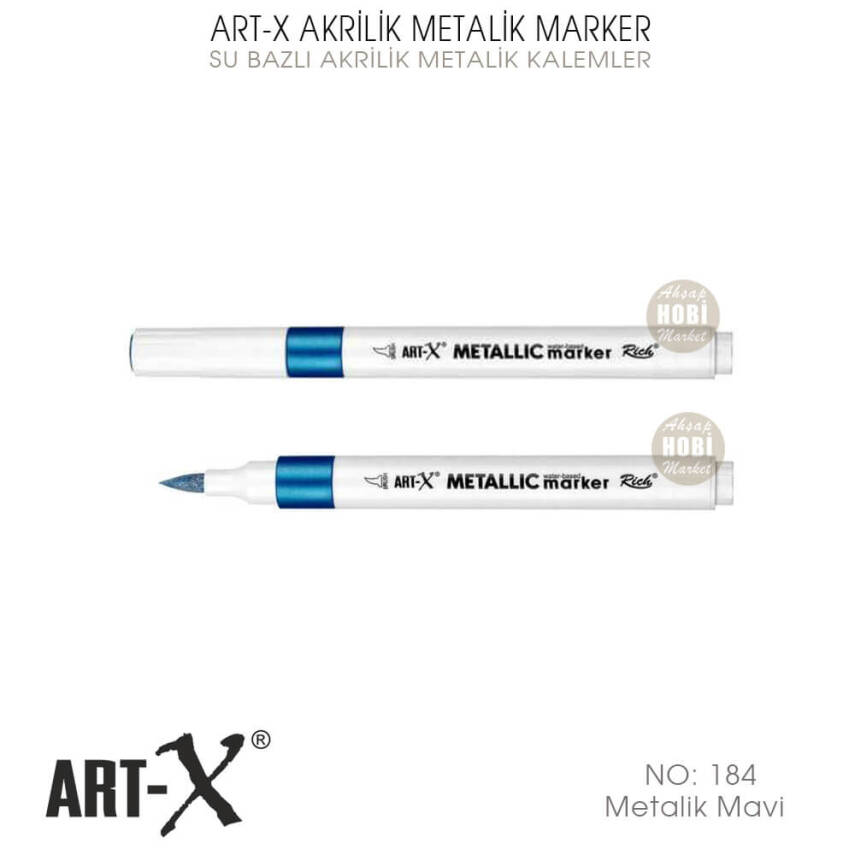 Art-X Akrilik Metalik Marker 184 Mavi Renkli Kalem - 2