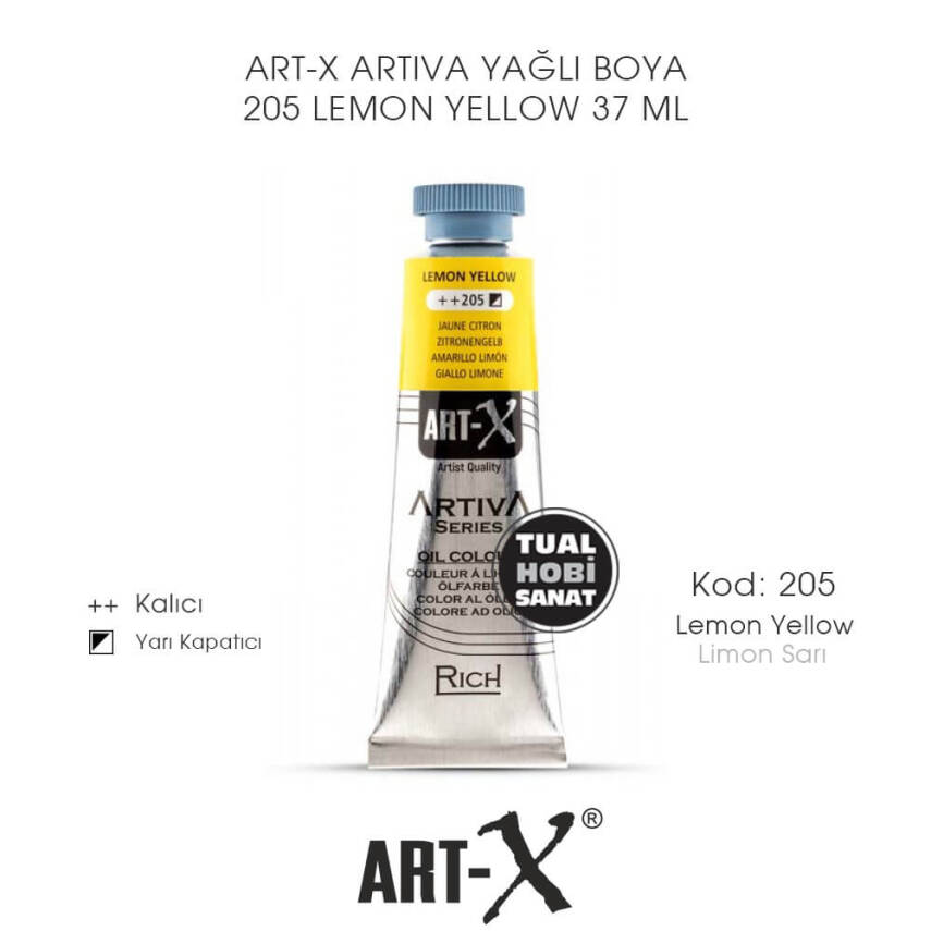 Art-X Artiva Yağlı Boya 205 Lemon Yellow (Limon Sarı) 37 ml - 1