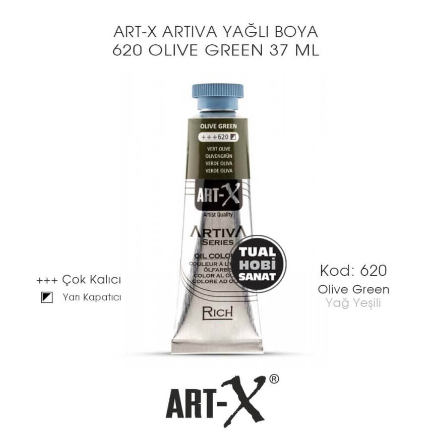 Art-X Artiva Yağlı Boya 620 Olive Green (Yağ Yeşili) 37 ml - 1