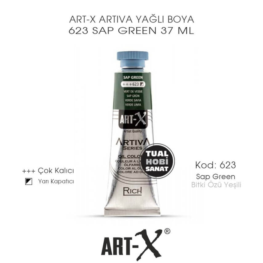 Art-X Artiva Yağlı Boya 623 Sap Green (Bitki Özü Yeşili) 37 ml - 1