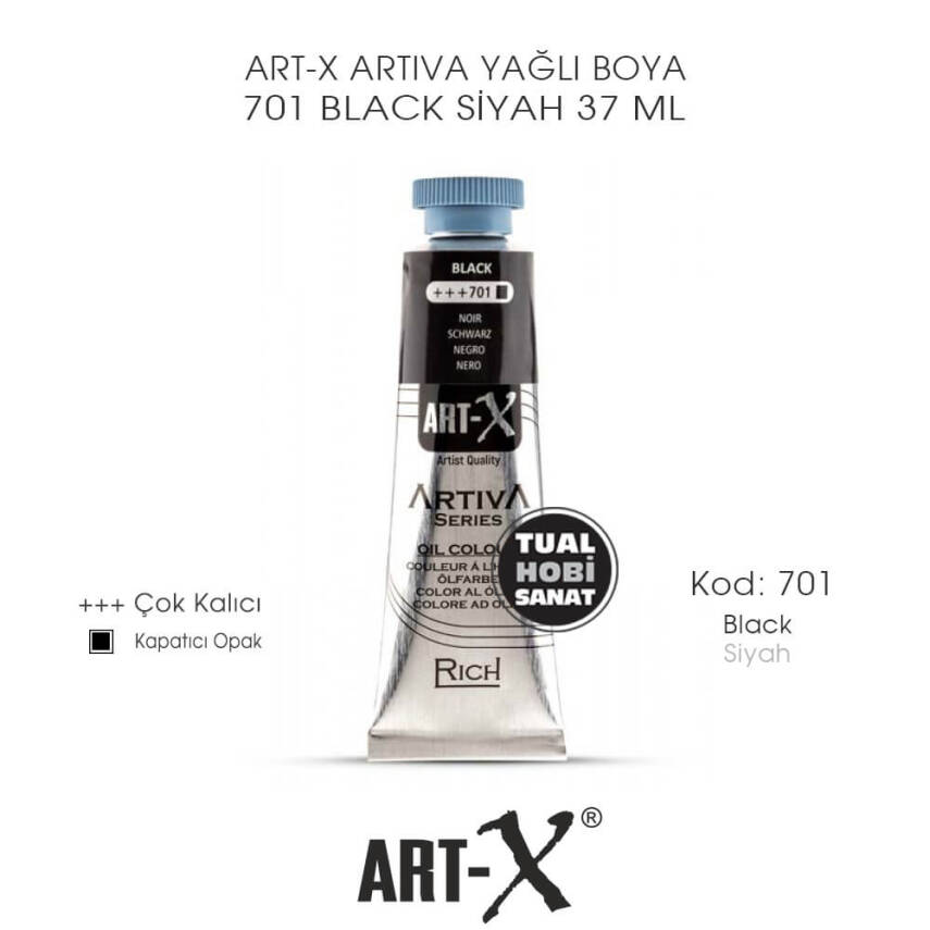 Art-X Artiva Yağlı Boya 701 Black (Siyah) 37 ml - 1