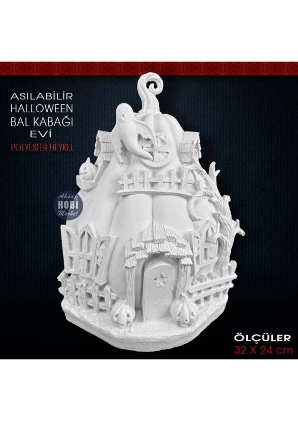 Asılabilir Bal Kabağı Evi (32x24 cm) Ham Polyester Halloween - 1