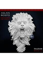 Aslan Büstü Duvar Heykeli (29x21 cm) Ham Polyester - Tual Hobi Sanat