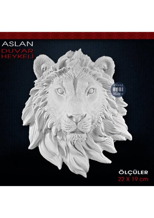 Aslan Duvar Heykeli (22x19 cm) Ham Polyester - 1