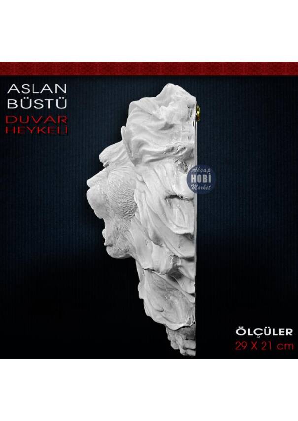 Aslan Duvar Heykeli (22x19 cm) Ham Polyester - 2