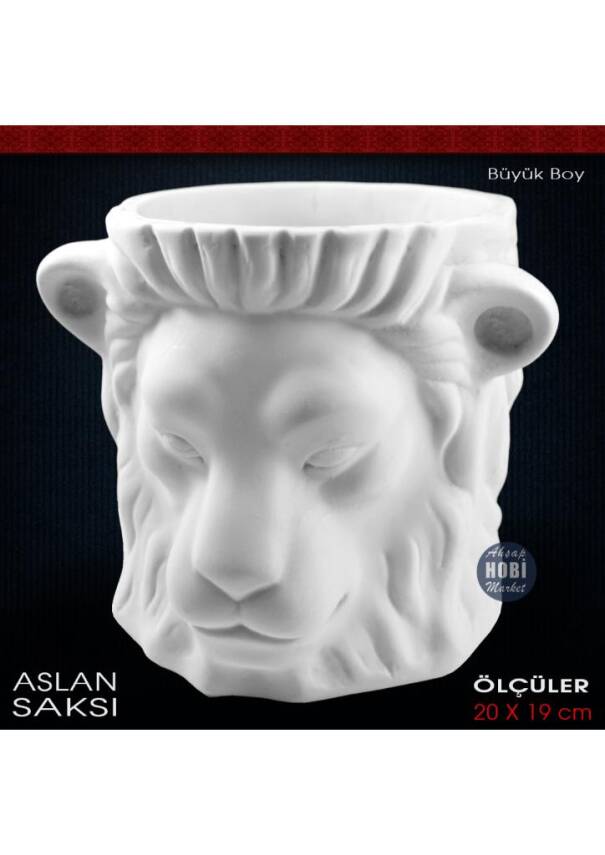 Aslan Heykel Saksı Büyük Boy (20x19 cm) Ham Polyester - 2