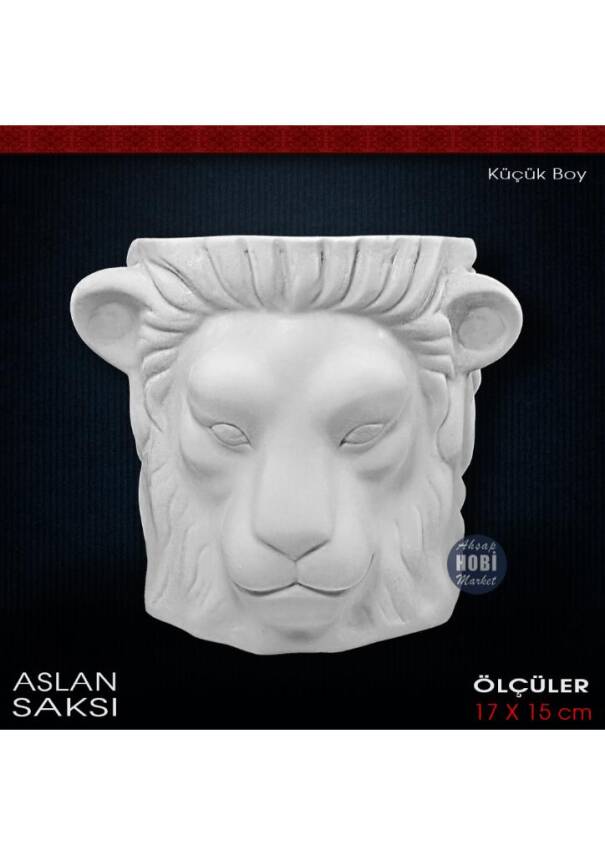 Aslan Heykel Saksı Küçük Boy (17x15 cm) Ham Polyester - 1
