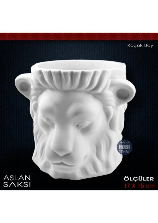 Aslan Heykel Saksı Küçük Boy (17x15 cm) Ham Polyester - 2