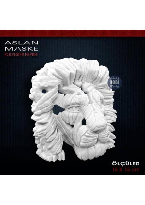 Aslan Maske Biblo Heykeli (15x15 cm) Ham Polyester - 2