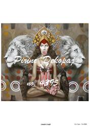 Aslanlı Kadın Figürlü Pirinç Dekopaj Model : 4396 - Line Art