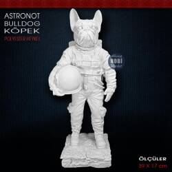 Astronot Bulldog Köpek Heykeli (39x17 cm) Ham Polyester - Tual Hobi Sanat (1)