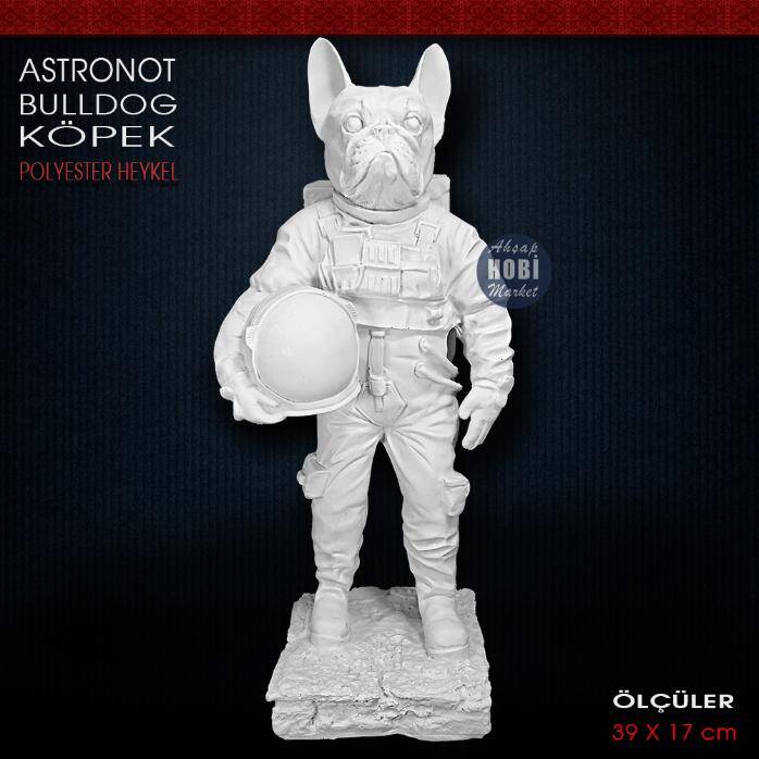 Astronot Bulldog Köpek Heykeli (39x17 cm) Ham Polyester - 2