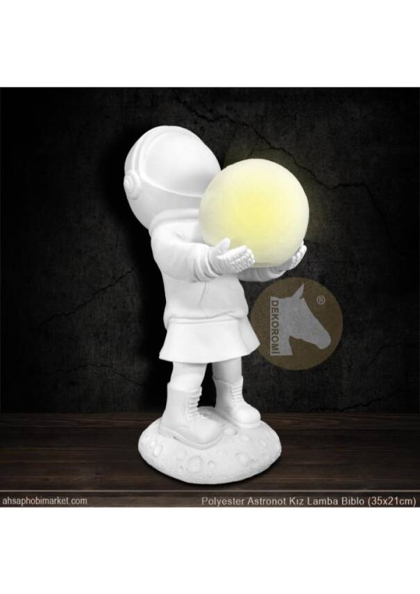 Astronot Kız Lamba Polyester Heykel (35x21 cm) - 1