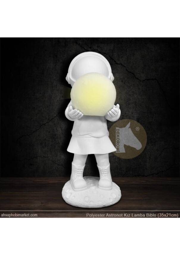 Astronot Kız Lamba Polyester Heykel (35x21 cm) - 2